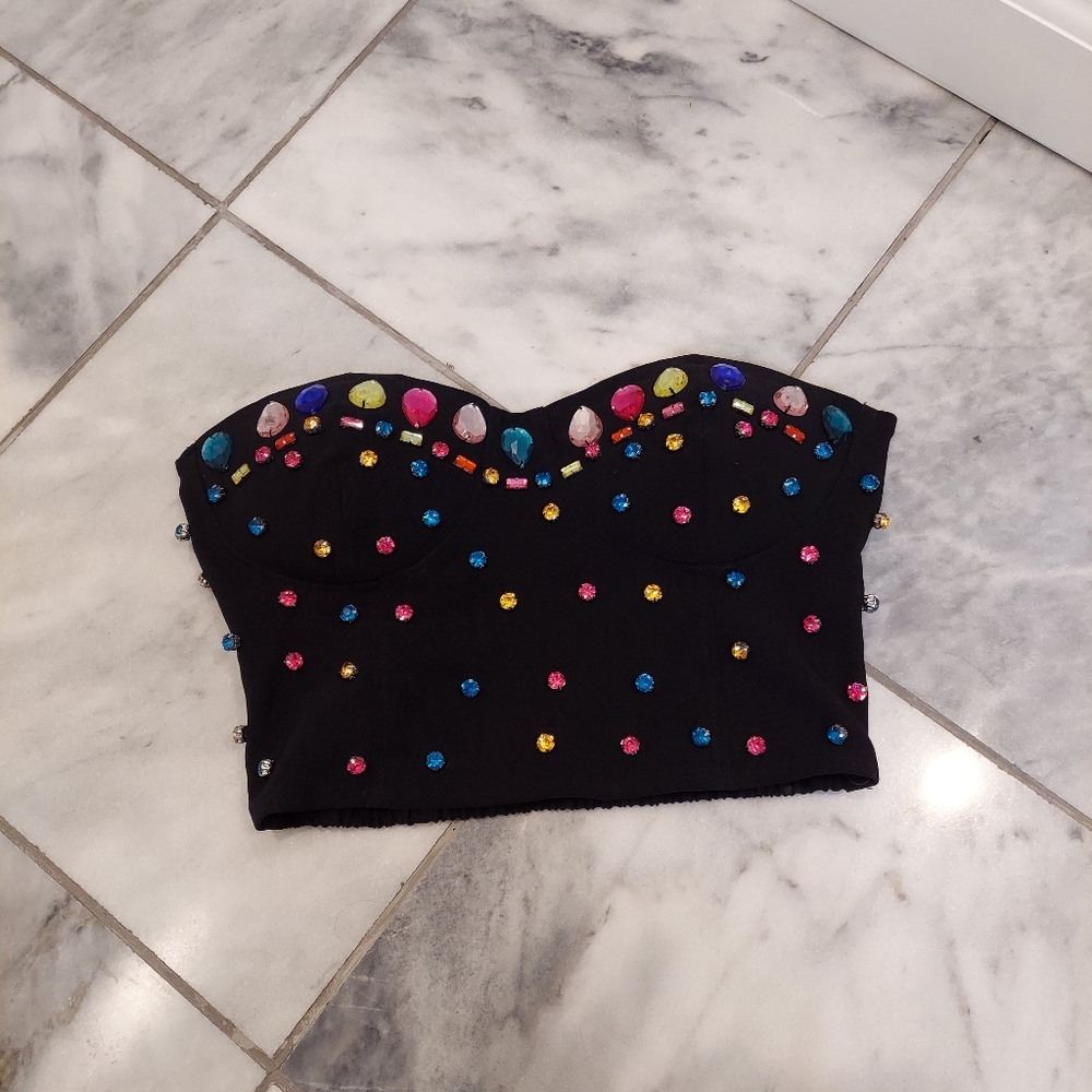 Eye Catching💎Rhinestone Crop Top💎